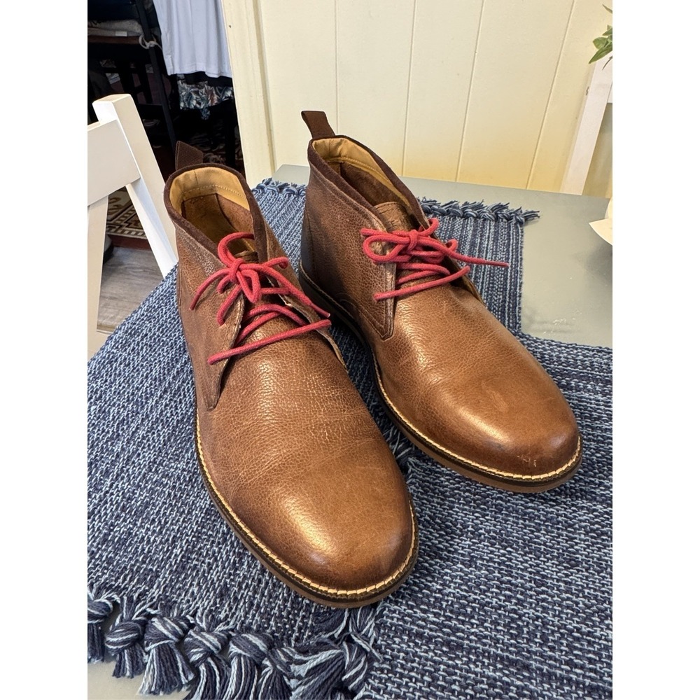 Cole Haan Mens Brown Pebbled Leather Chukka Ankle Boots Lace Up Size 10M